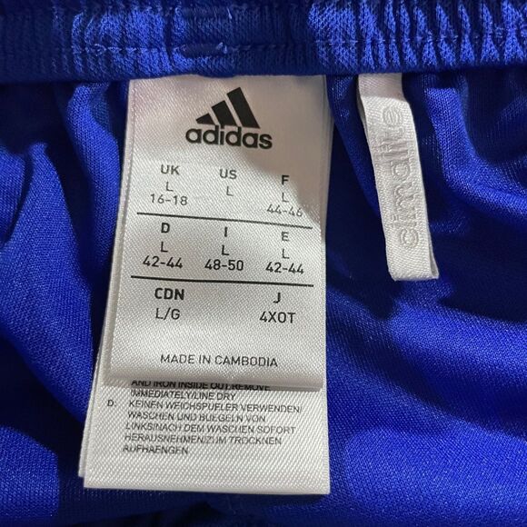 Adidas Climalite Soccer Shorts Blue Drawstring Logo Women’s Size Large - Picture 5 of 8